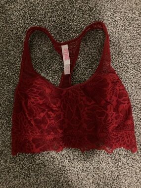 PINK Victoria's Secret Red Lace Racerback Bralette